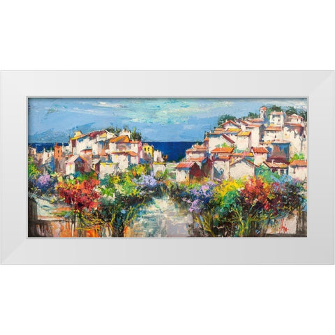 Borgo sul mare White Modern Wood Framed Art Print by Florio, Luigi