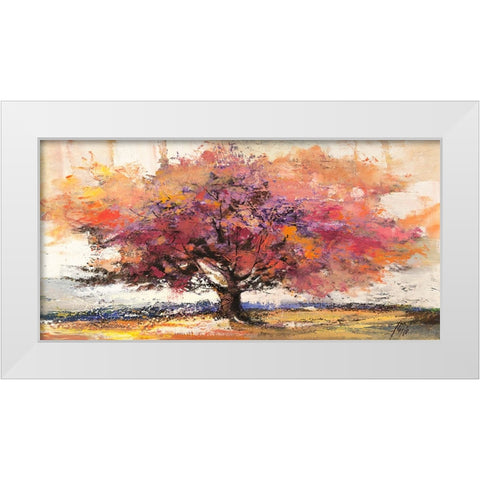 Albero dAutunno White Modern Wood Framed Art Print by Florio, Luigi