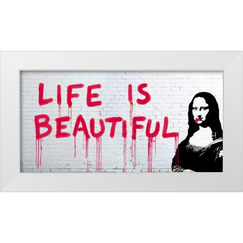 Life is beautiful White Modern Wood Framed Art Print by Masterfunk Collective