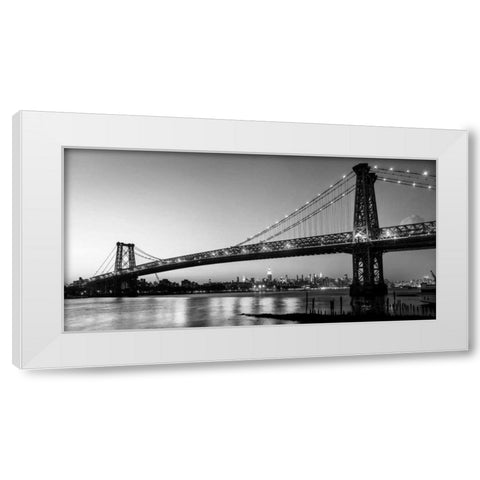 Queensboro Bridge and Manhattan from Brooklyn, NYC White Modern Wood Framed Art Print by Setboun, Michel