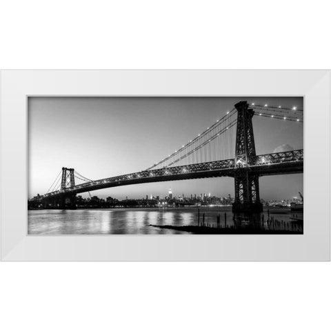 Queensboro Bridge and Manhattan from Brooklyn, NYC White Modern Wood Framed Art Print by Setboun, Michel