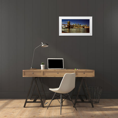 Panoramic view of Lower Manhattan at dusk, NYC White Modern Wood Framed Art Print by Setboun, Michel