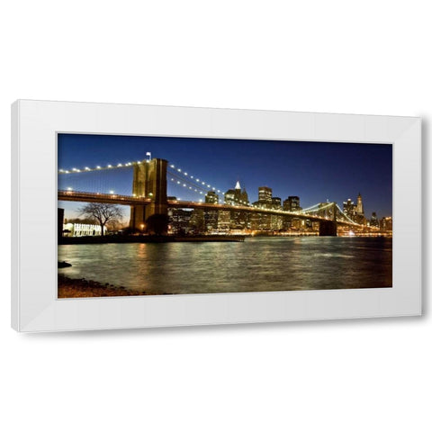 Panoramic view of Lower Manhattan at dusk, NYC White Modern Wood Framed Art Print by Setboun, Michel
