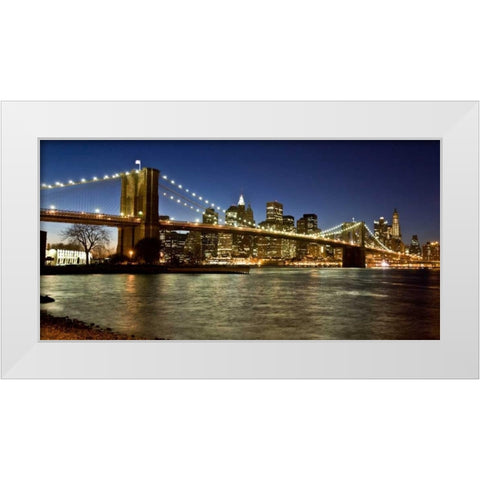 Panoramic view of Lower Manhattan at dusk, NYC White Modern Wood Framed Art Print by Setboun, Michel