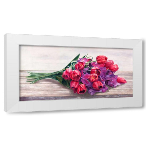 Bouquet White Modern Wood Framed Art Print by Mavaracchio, Cristina