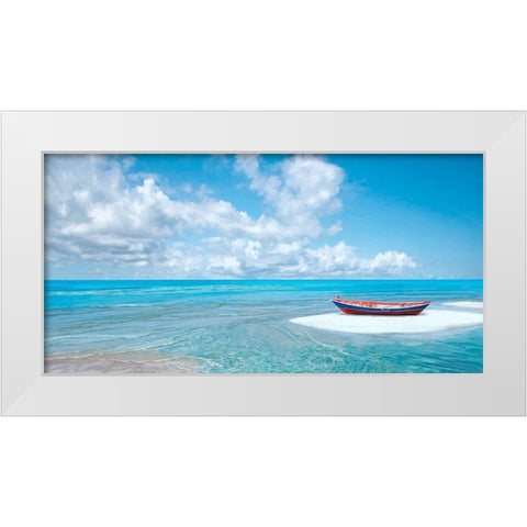 Barca sulla riva White Modern Wood Framed Art Print by Marzi, Dario