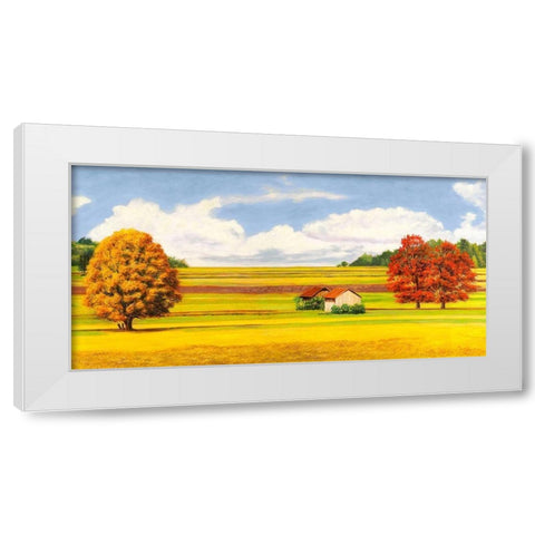 Pianure serene (detail) White Modern Wood Framed Art Print by Angelo, Masera