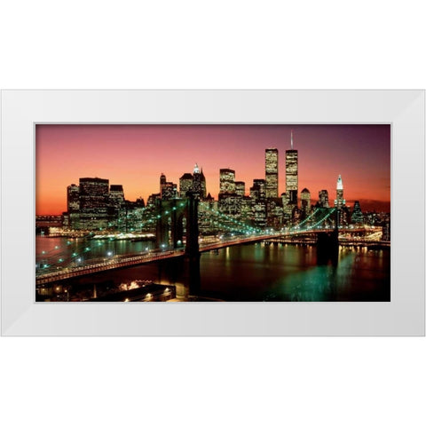 Brooklyn Bridge NYC White Modern Wood Framed Art Print by Berenholtz, Richard