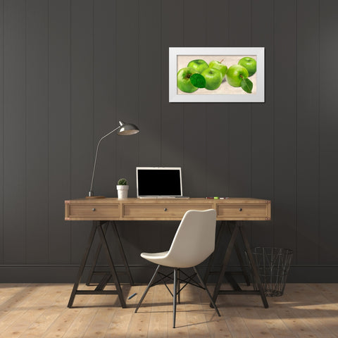 Green Apples White Modern Wood Framed Art Print by Barbieri, Remo