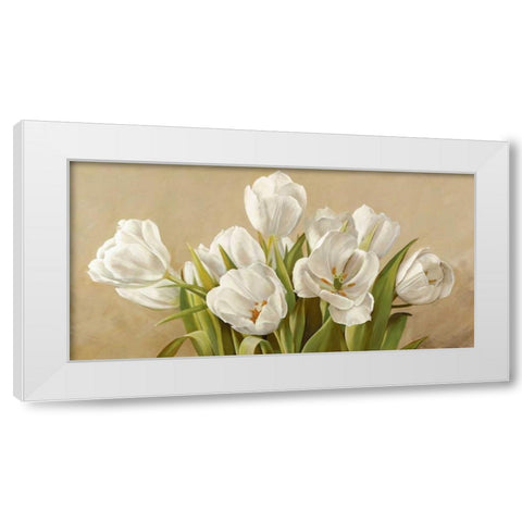 Tulipani bianchi White Modern Wood Framed Art Print by Biffi, Serena