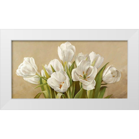 Tulipani bianchi White Modern Wood Framed Art Print by Biffi, Serena