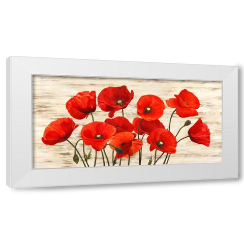 French Poppies White Modern Wood Framed Art Print by Biffi, Serena