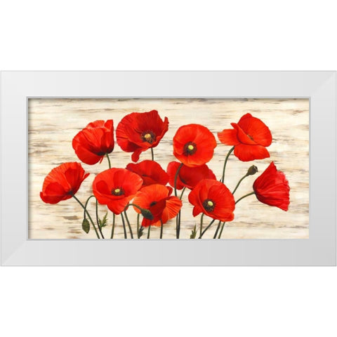 French Poppies White Modern Wood Framed Art Print by Biffi, Serena