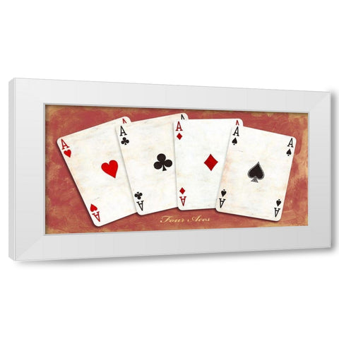 Four Aces (Red) White Modern Wood Framed Art Print by Sandro, Ferrari