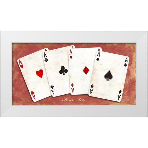 Four Aces (Red) White Modern Wood Framed Art Print by Sandro, Ferrari