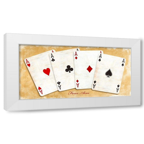 Four Aces (Gold) White Modern Wood Framed Art Print by Sandro, Ferrari
