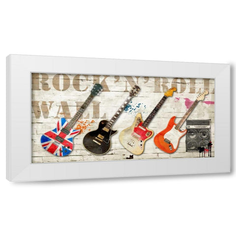 Rock n Roll Wall White Modern Wood Framed Art Print by Hill, Steven