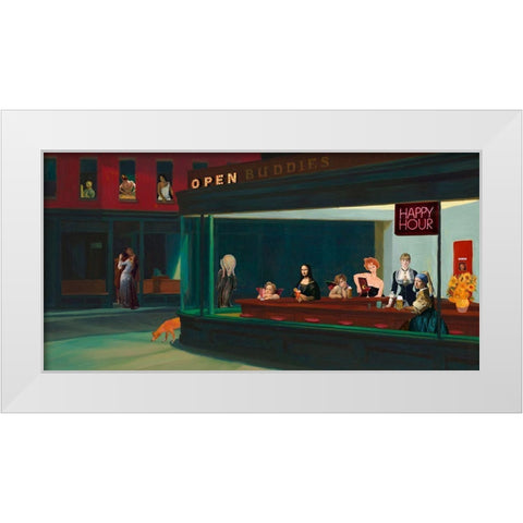 An Art Night Out White Modern Wood Framed Art Print by Hill, Steven