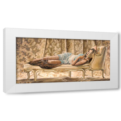 Lady of Pearls White Modern Wood Framed Art Print by Jannace, Sergio