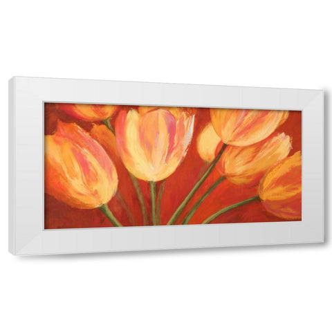 Orange Tulips White Modern Wood Framed Art Print by Mei, Silvia