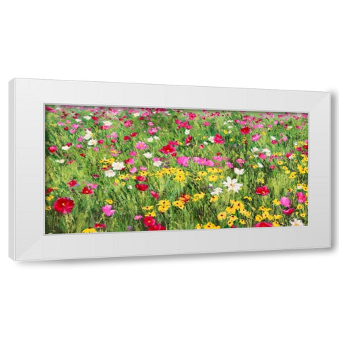 Field of Flowers White Modern Wood Framed Art Print by Mei, Silvia