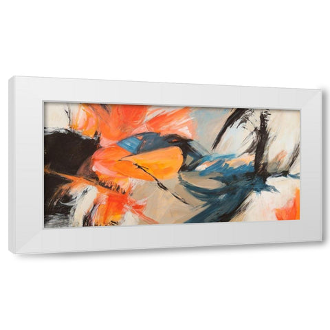 Oranges and Blues White Modern Wood Framed Art Print by Jim, Stone