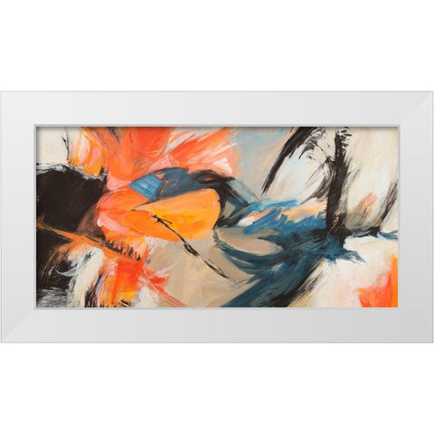 Oranges and Blues White Modern Wood Framed Art Print by Jim, Stone