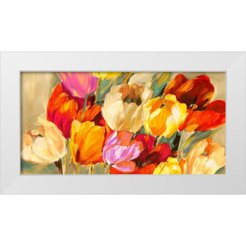 Field of Colorful Tulips White Modern Wood Framed Art Print by Stone, Jim