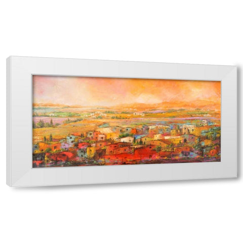 Villaggio delle colline White Modern Wood Framed Art Print by Marzari, Tebo