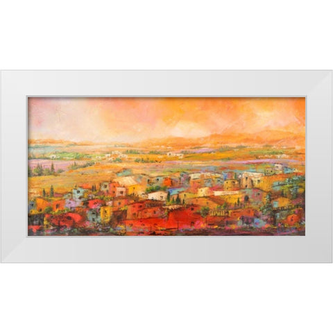 Villaggio delle colline White Modern Wood Framed Art Print by Marzari, Tebo