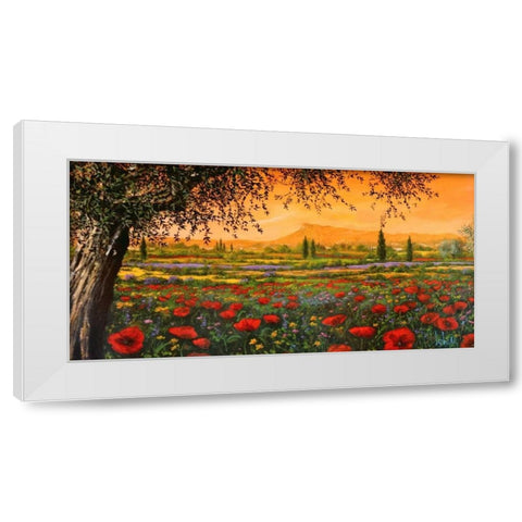 Pianura in fiore White Modern Wood Framed Art Print by Marzari, Tebo