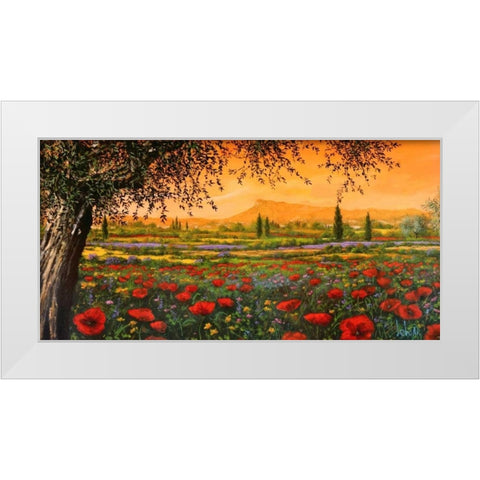 Pianura in fiore White Modern Wood Framed Art Print by Marzari, Tebo