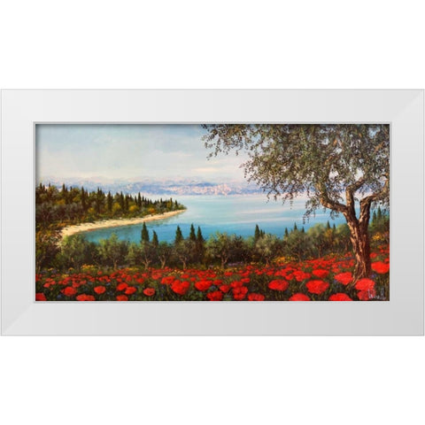 Papaveri sulla baia White Modern Wood Framed Art Print by Marzari, Tebo