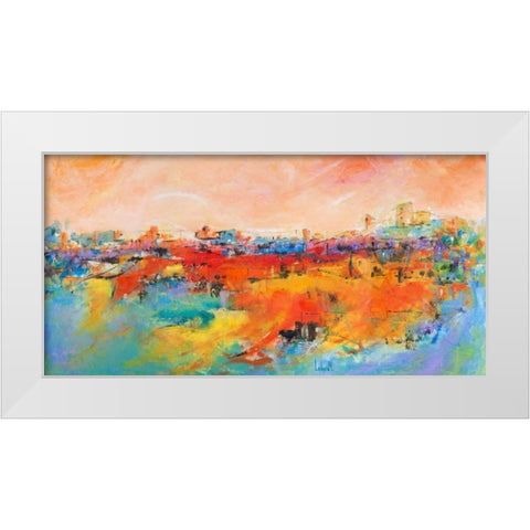 Citta sulla collina White Modern Wood Framed Art Print by Marzari, Tebo