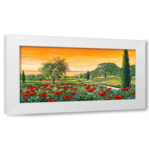 Le colline in fiore White Modern Wood Framed Art Print by Marzari, Tebo