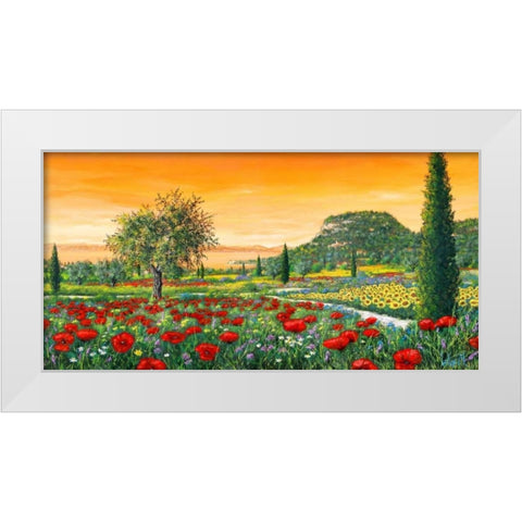 Le colline in fiore White Modern Wood Framed Art Print by Marzari, Tebo