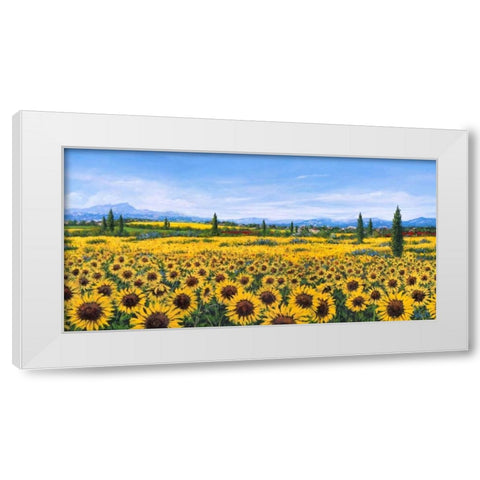 Girasoli White Modern Wood Framed Art Print by Marzari, Tebo