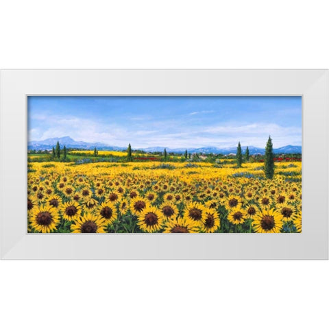 Girasoli White Modern Wood Framed Art Print by Marzari, Tebo
