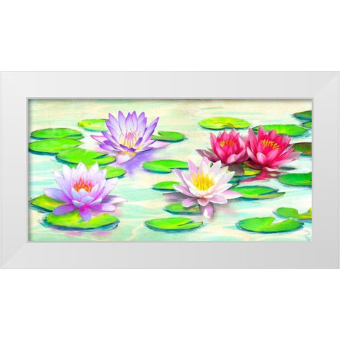 Nympheas White Modern Wood Framed Art Print by Rizzardi, Teo