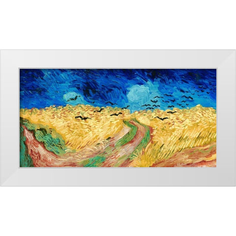 Wheat Field with Crows White Modern Wood Framed Art Print by Van Gogh, Vincent