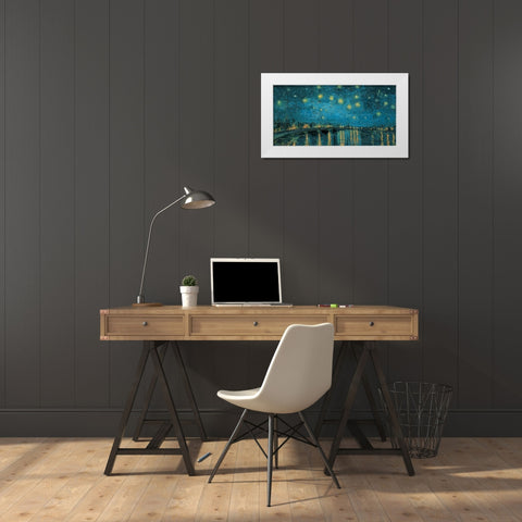 The Starry Night White Modern Wood Framed Art Print by Van Gogh, Vincent