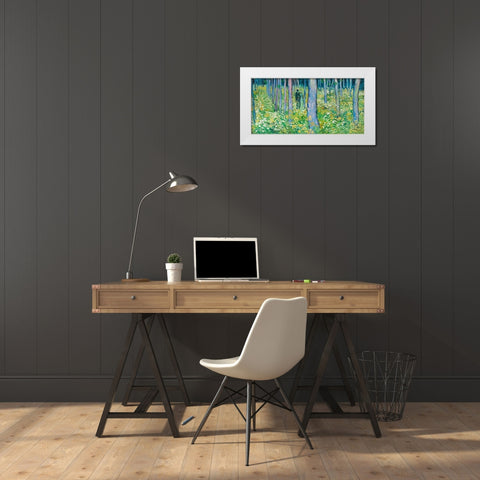 Undergrowth with two figures White Modern Wood Framed Art Print by van Gogh, Vincent