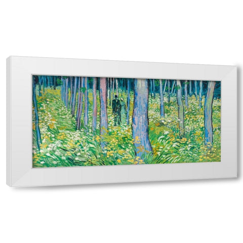 Undergrowth with two figures White Modern Wood Framed Art Print by van Gogh, Vincent