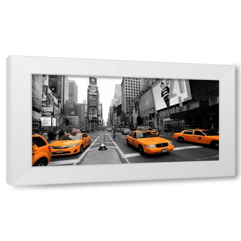 Times Square Manhattan White Modern Wood Framed Art Print by Ratsenskiy, Vadim