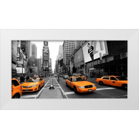 Times Square Manhattan White Modern Wood Framed Art Print by Ratsenskiy, Vadim