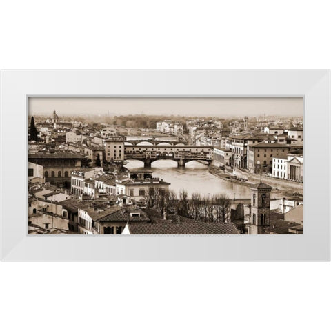 Ponte Vecchio Florence White Modern Wood Framed Art Print by Ratsenskiy, Vadim