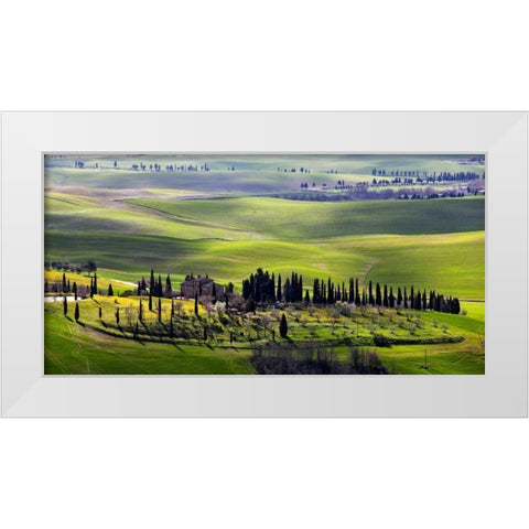 Country houses in Tuscany White Modern Wood Framed Art Print by Ratsenskiy, Vadim