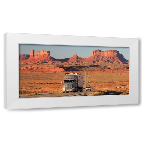 Highway Monument Valley USA White Modern Wood Framed Art Print by Ratsenskiy, Vadim