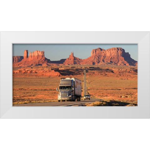 Highway Monument Valley USA White Modern Wood Framed Art Print by Ratsenskiy, Vadim