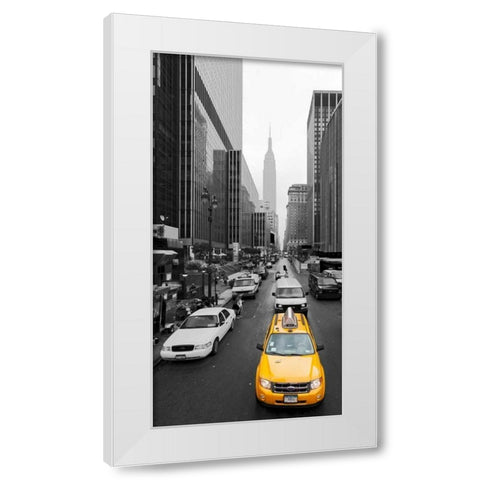 Taxi in Manhattan, NYC White Modern Wood Framed Art Print by Ratsenskiy, Vadim